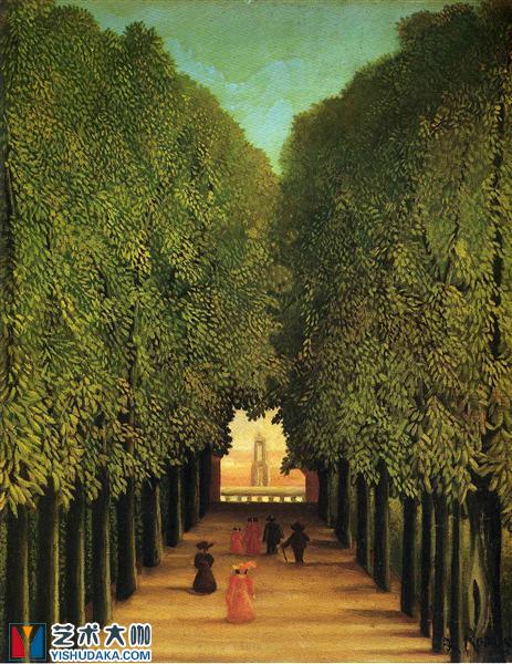 alleyway in the park of saint cloud-oil painting