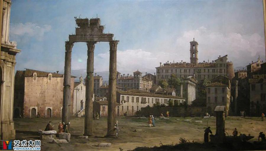 古罗马广场的废墟油画作品