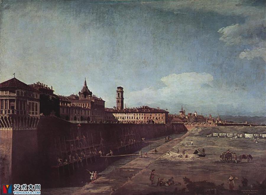 view of turin from the gardens of the palazzo reale-oil painting