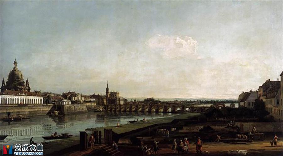 dresden from the right bank of the elbe above the augustusbrcke-oil painting