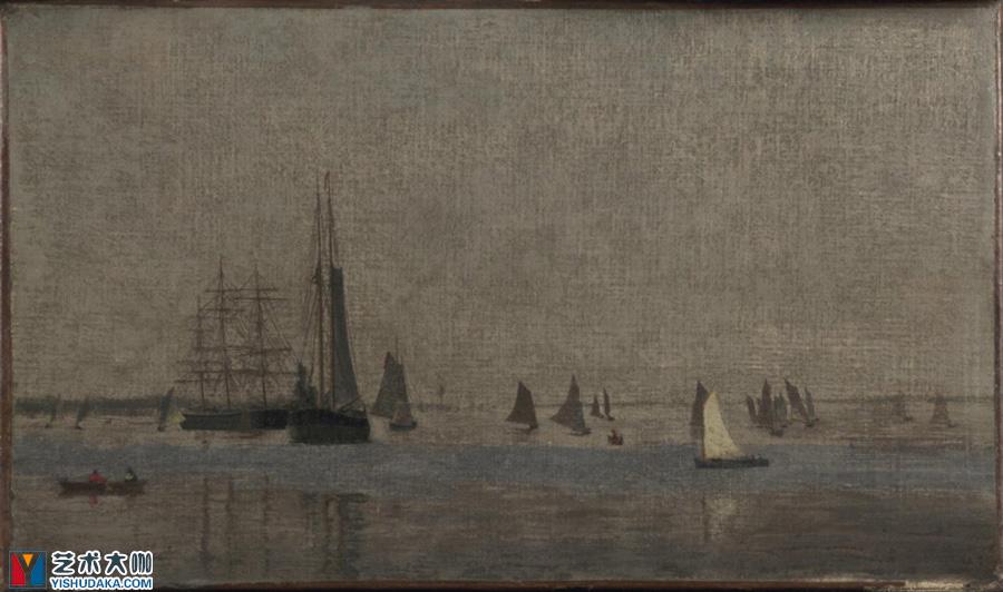 Ships and Sailboats on the Delaware-oil painting