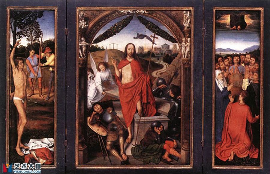 复活的三联画油画作品