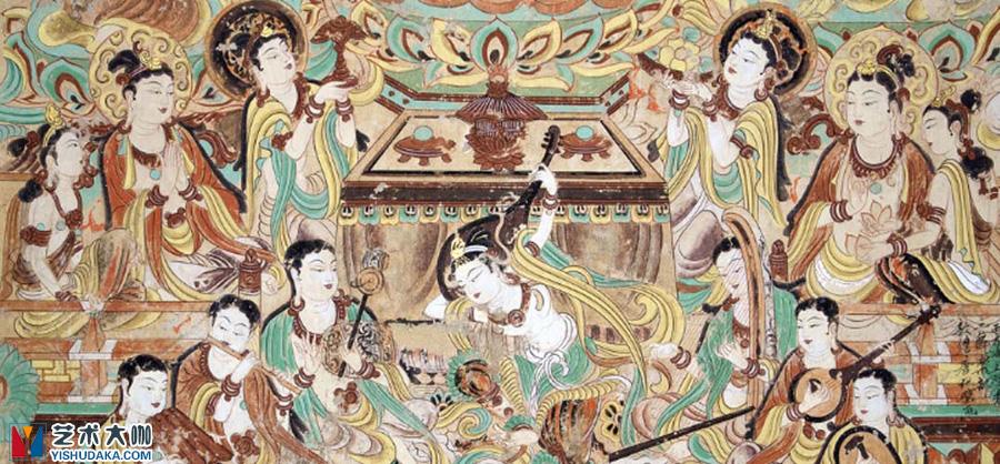 Dunhuang feitian rebound pipa-mural