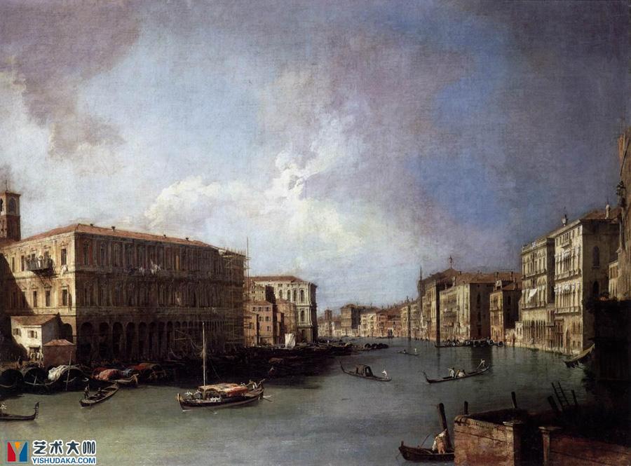 Grand Canal - Looking North from Near the Rialto Bridge-oil painting