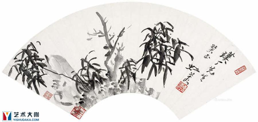Bamboo stone breeze fan-chinese painting