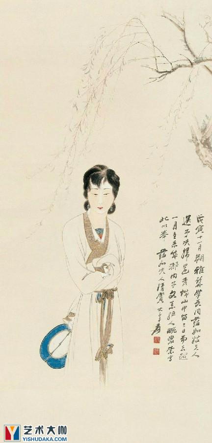 Lady with fan (2)-chinese painting