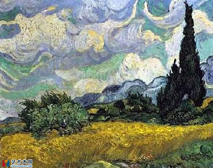 Cornfield with Cypresses-oil painting