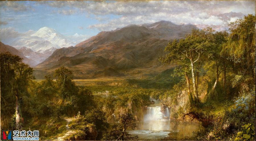 安第斯山脉的心脏-安第斯山脉的中心景色油画作品