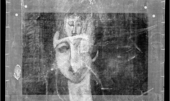 英国泰特美术馆所藏莫迪利亚尼《女孩肖像》的X射线图片